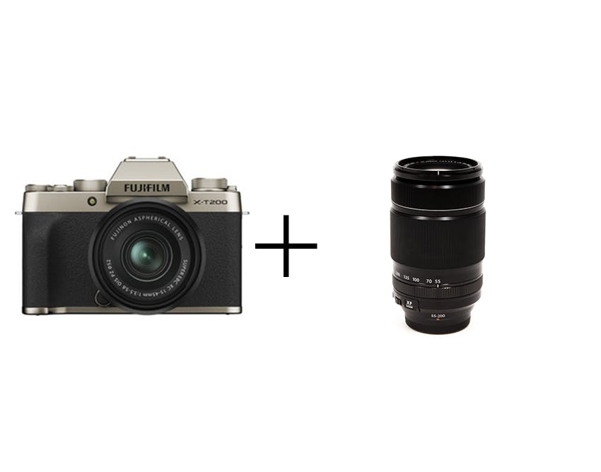 FUJIFILM 旅行にオススメのダブルズームレンズセット X-T200 レンズキット [シャンパンゴールド] + XF55-200mmF3.5-4.8