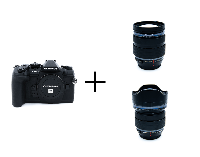 OLYMPUS OM-D E-M1 Mark II & F2.8通しダブルズームセット(広角+標準) OM-D E-M1 Mark II + 7-14mm F2.8 PRO + ED 12-40mm F2.8 PRO