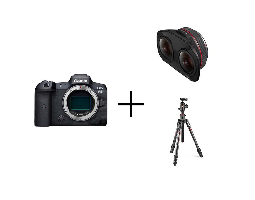 Canon VR撮影セット(三脚付き) EOS R5 + RF5.2mm F2.8 L DUAL FISHEYE + befree GT XPRO カーボンT三脚