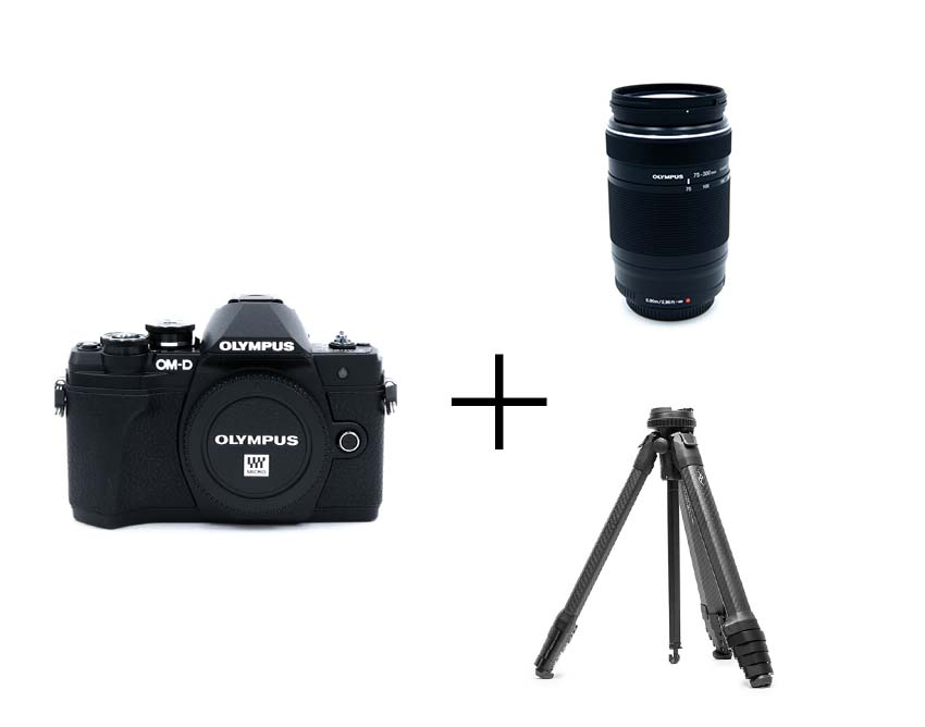 OLYMPUS 月撮影入門セット OM-D E-M10 Mark III + M.ZUIKO DIGITAL ED 75-300mm F4.8-6.7 II +ピークデザイン トラベル トライポッド カーボン