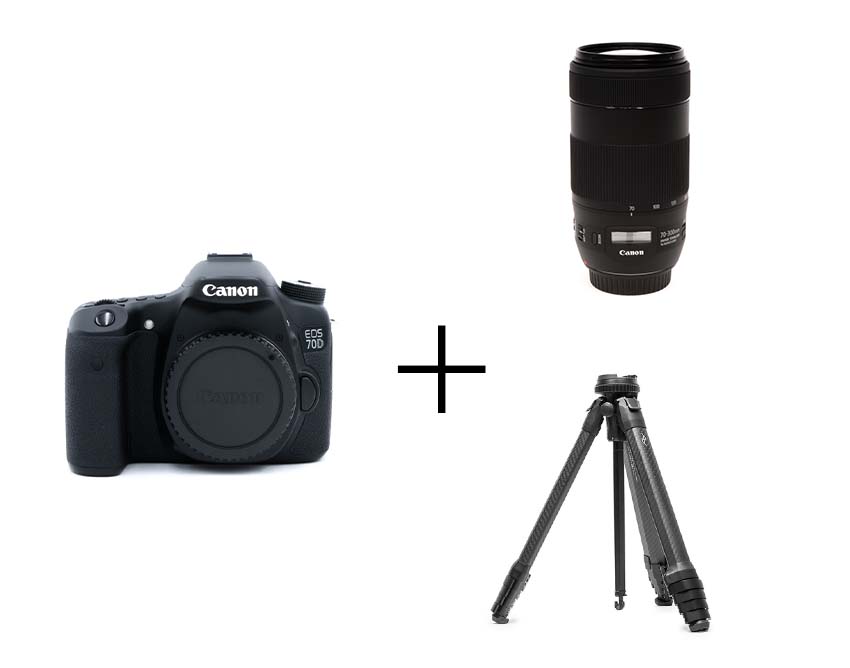 Canon 月撮影入門セット EOS 70D + EF70-300mm F4-5.6 IS II USM +ピークデザイン トラベル トライポッド カーボン
