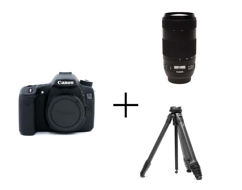 Canon 月撮影入門セット EOS 70D + EF70-300mm F4-5.6 IS II USM +ピークデザイン トラベル トライポッド カーボン