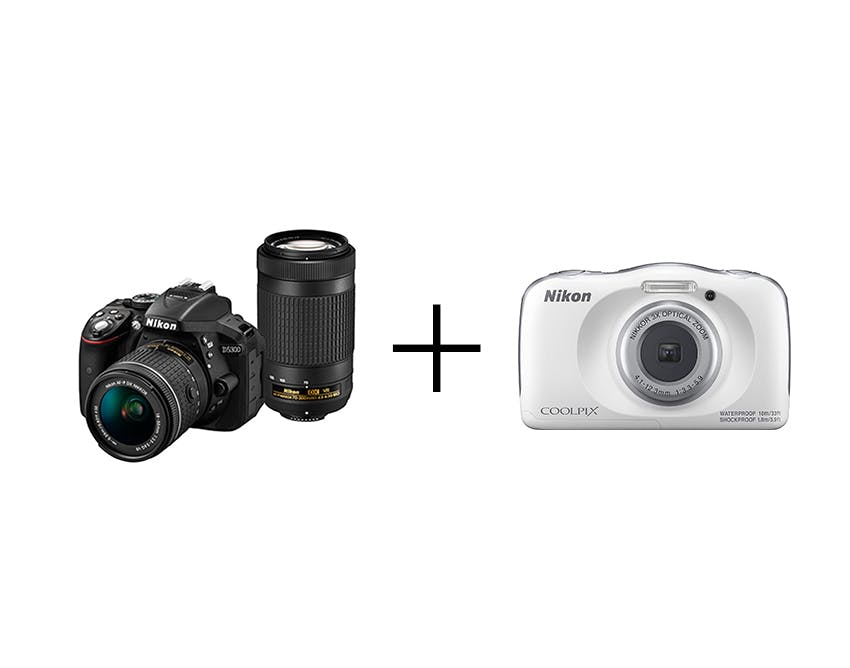 【親子カメラセット】D5300 AF-P ダブルズームキット + COOLPIX W150[ホワイト]