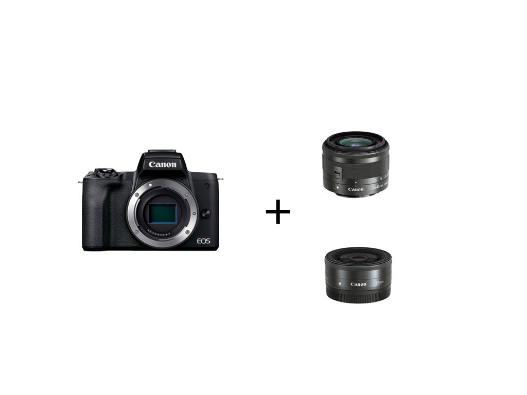 Canon EOS Kiss M2 軽量＆ボケが楽しめるダブルレンズセット Kiss M2[ブラック] + EF-M15-45 + EF-M22mm F2 STM