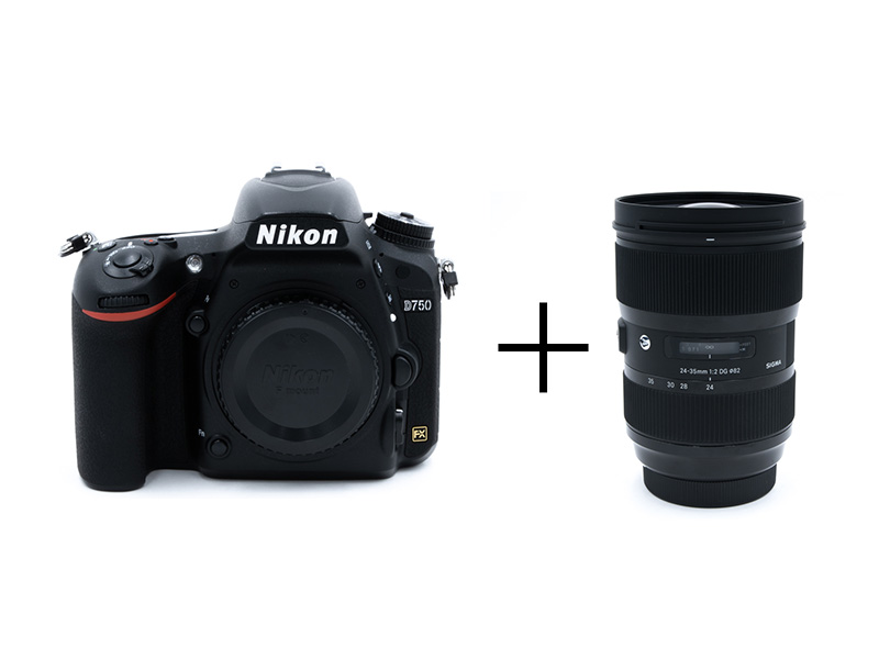 Nikon 軽快フルサイズ一眼レフ＆大口径F2通しズームセット　D750 + 24-35mm F2 DG HSM