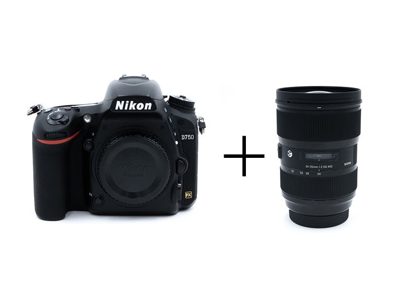Nikon 軽快フルサイズ一眼レフ＆大口径F2通しズームセット　D750 + 24-35mm F2 DG HSM
