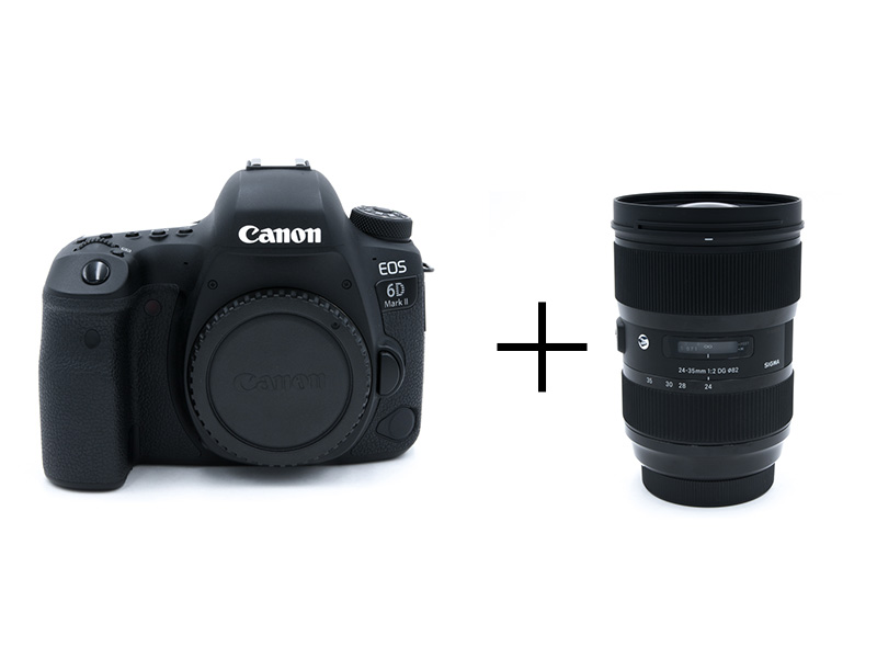 Canon 軽快フルサイズ一眼レフ＆大口径F2通しズームセット　EOS 6D Mark II + 24-35mm F2 DG HSM