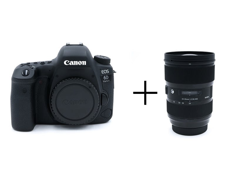 Canon 軽快フルサイズ一眼レフ＆大口径F2通しズームセット　EOS 6D Mark II + 24-35mm F2 DG HSM