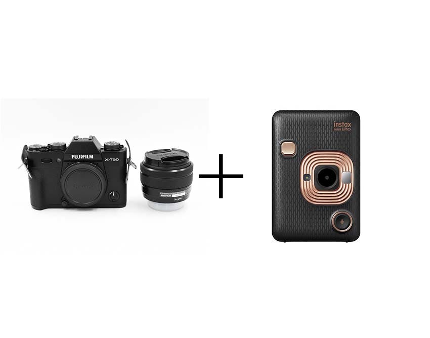 FUJIFILM チェキで思い出を楽しく残すカメラセット X-T30 15-45mmレンズキット [ブラック] + instax mini LiPlay チェキ [エレガントブラック]