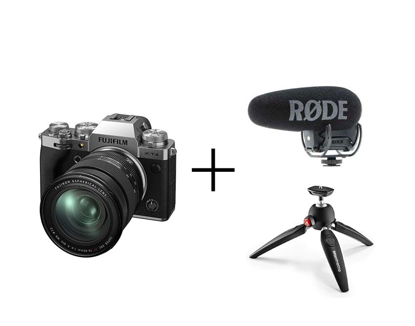FUJIFILM マイクとミニ三脚つき！youtube/Vlog撮影セットX-T4 レンズキット [シルバー] + 動画制作アクセサリーセット (VideoMic PRO + PIXI EVO)