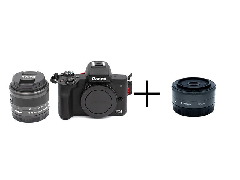 Canon 小型軽量カメラ＆Wレンズセット[ブラック] EOS Kiss M + 15-45mmズーム + 22mm薄型単焦点