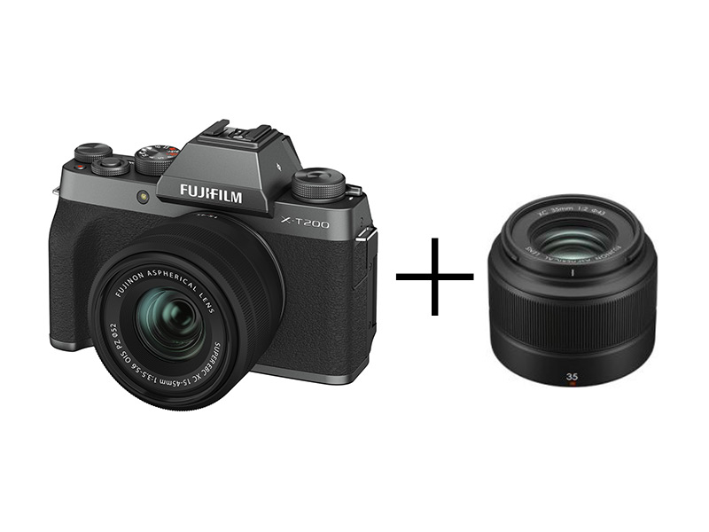 FUJIFILM 最新ミラーレス自撮り動画撮影セット X-T200 [ダークシルバー] + XC35mm F2