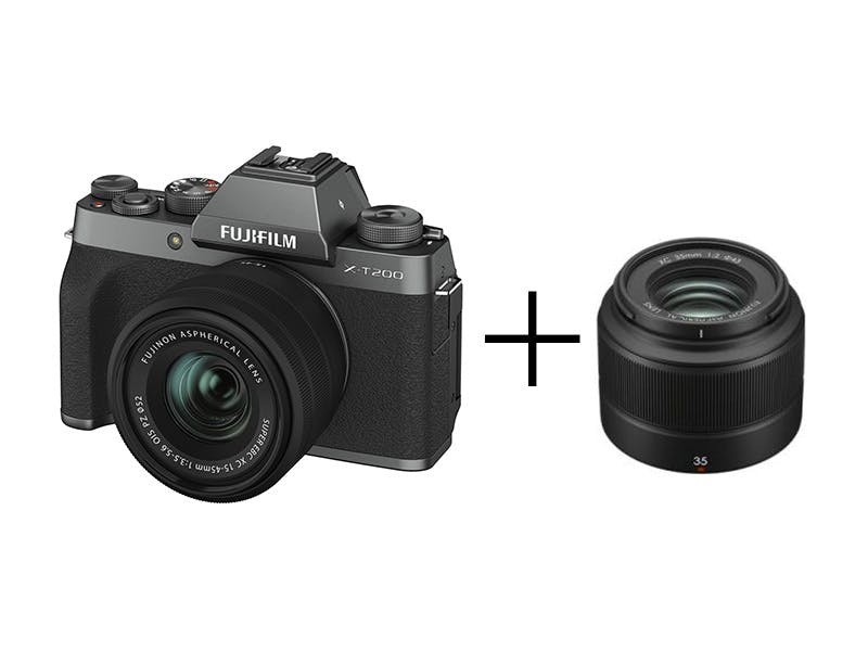 FUJIFILM 最新ミラーレス自撮り動画撮影セット X-T200 [ダークシルバー] + XC35mm F2