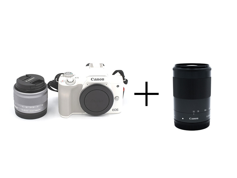 EOS Kiss M ダブルズームキット [ホワイト] EF-M15-45mm + EF-M55-200mm